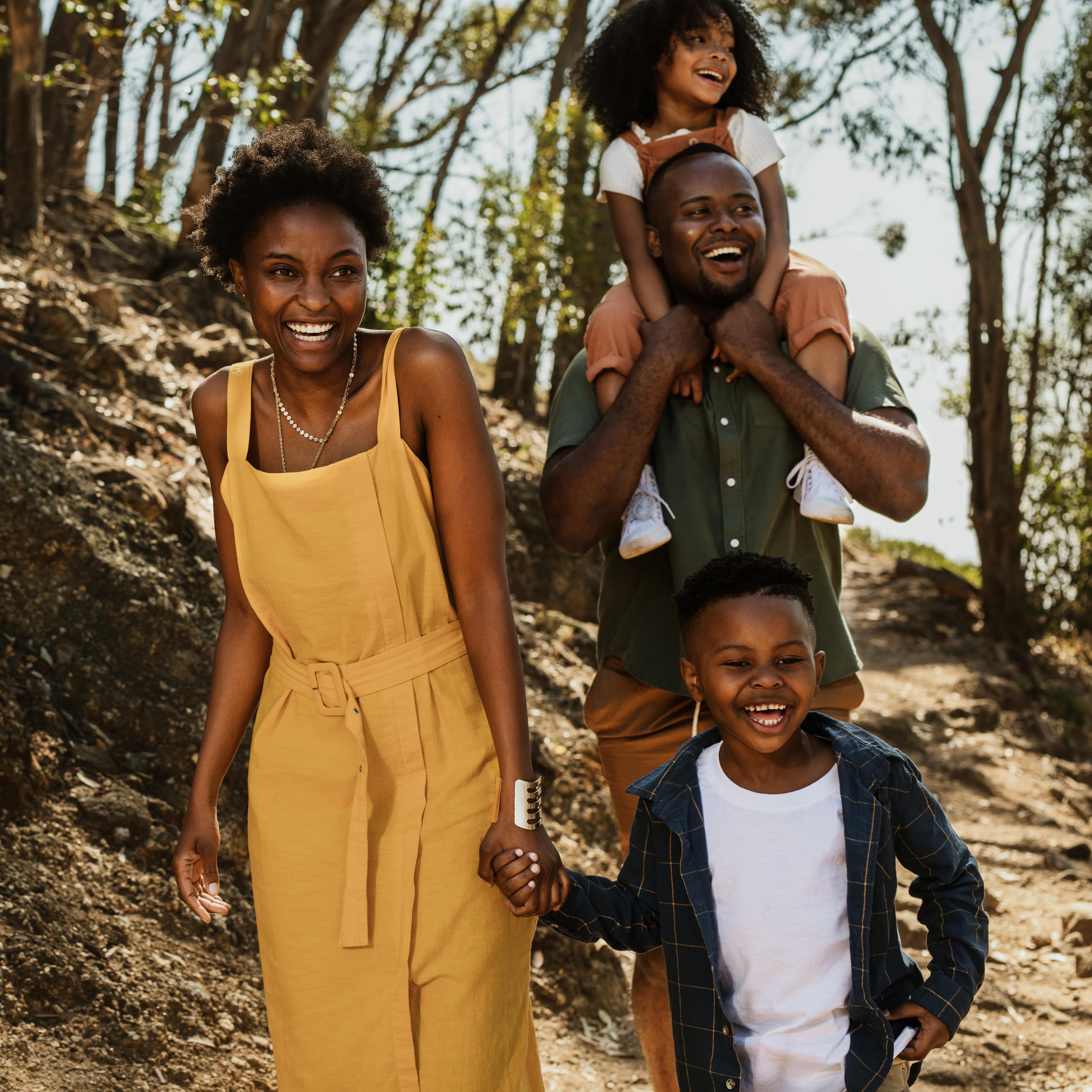 Family walking on nature trail