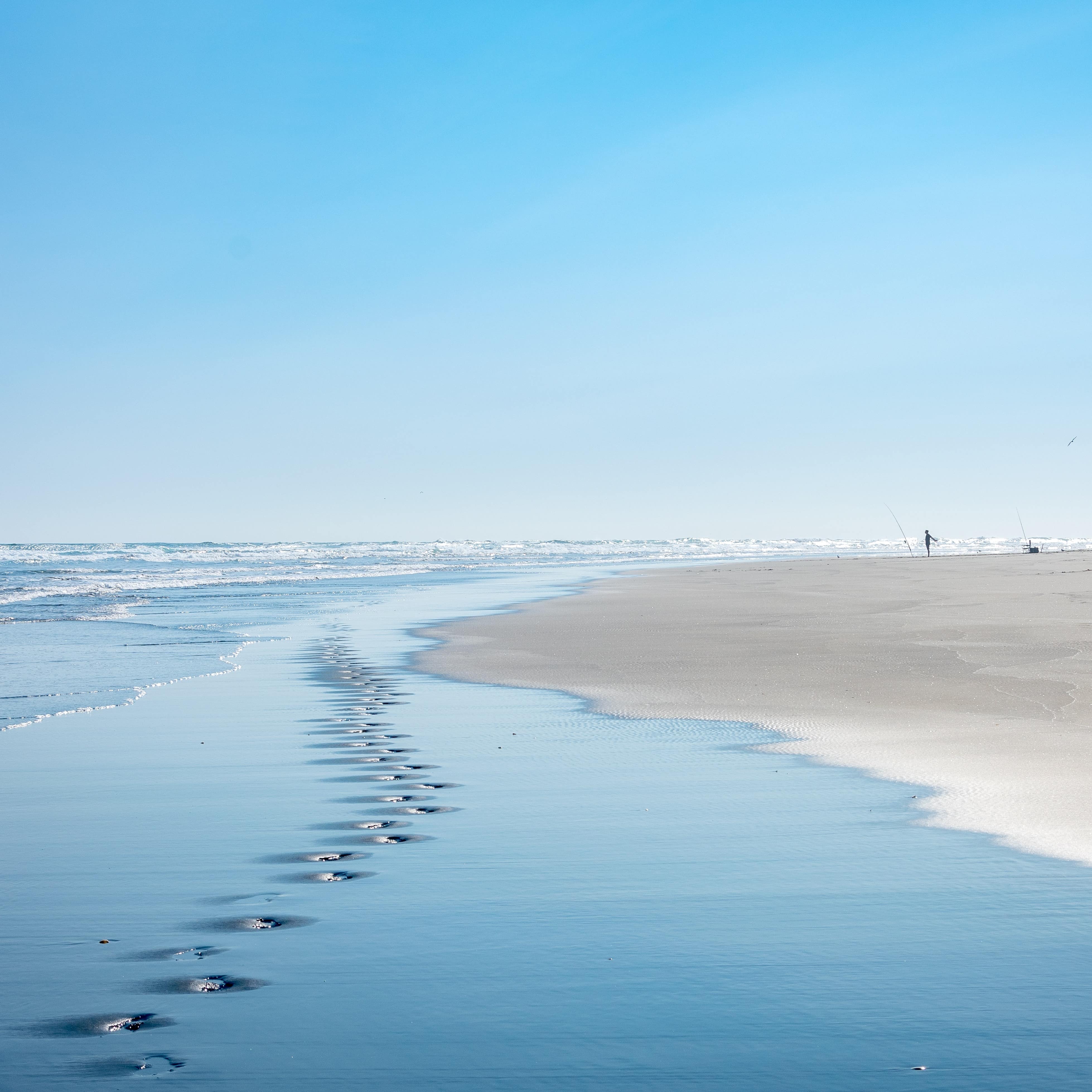 Footsteps on the beach in Auckland, NZ