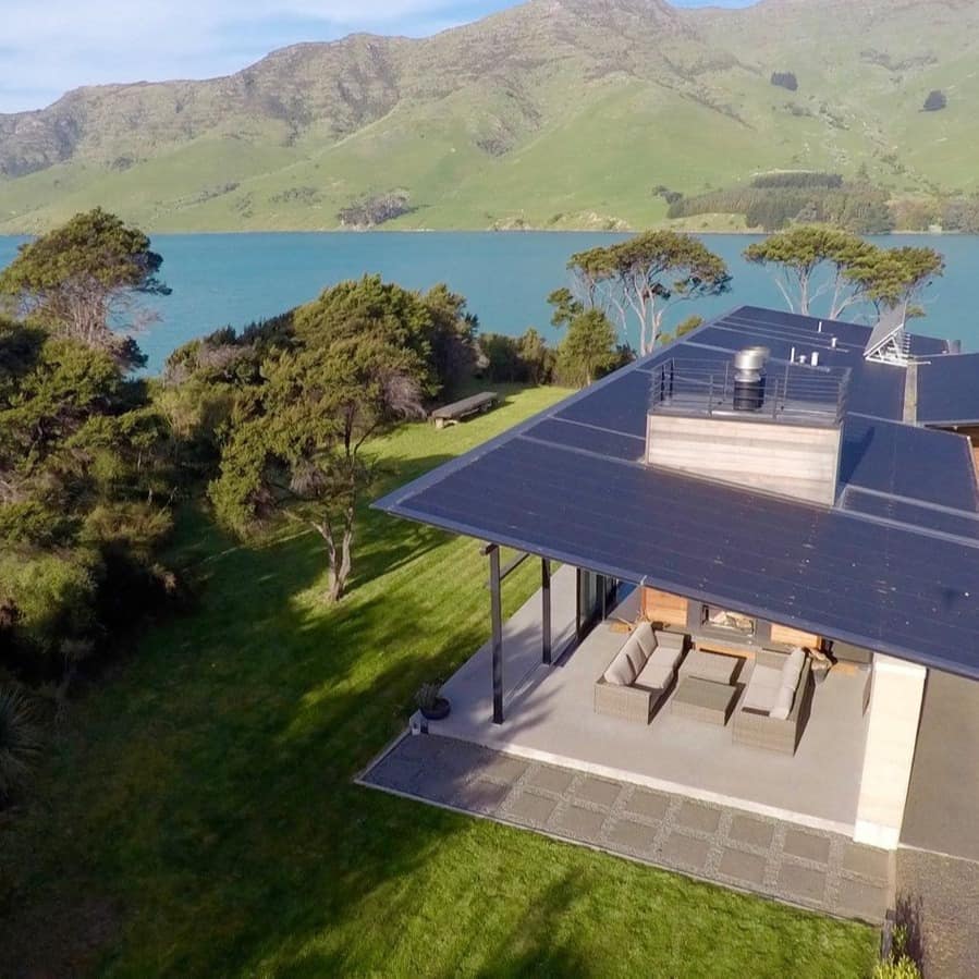 Bird’s eye view of home and water