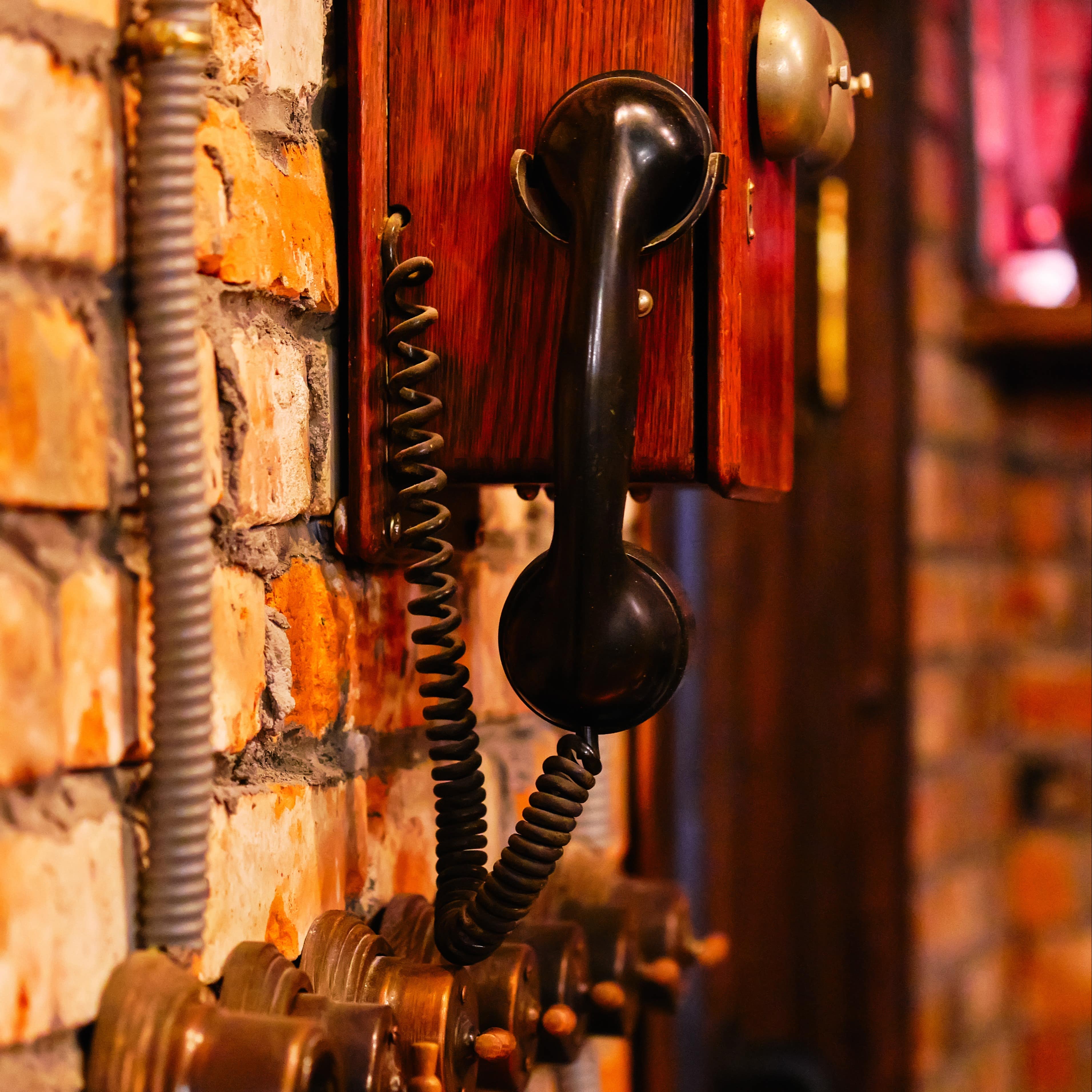 Steampunk telephone and turning on-off lighting switches