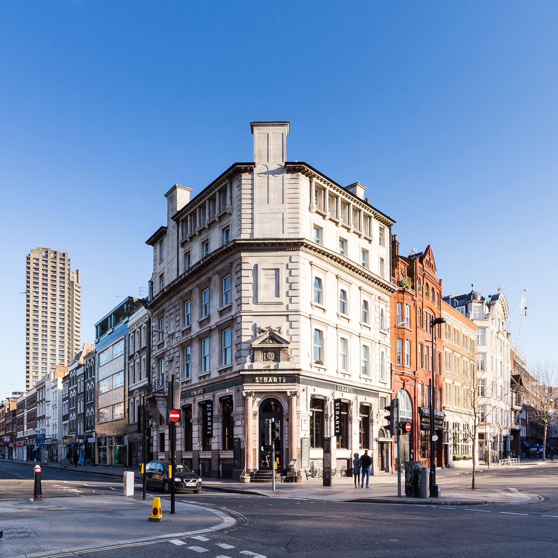 Exterior of apartment building in former Victorian bank near St Paul’s Cathedral in Central London