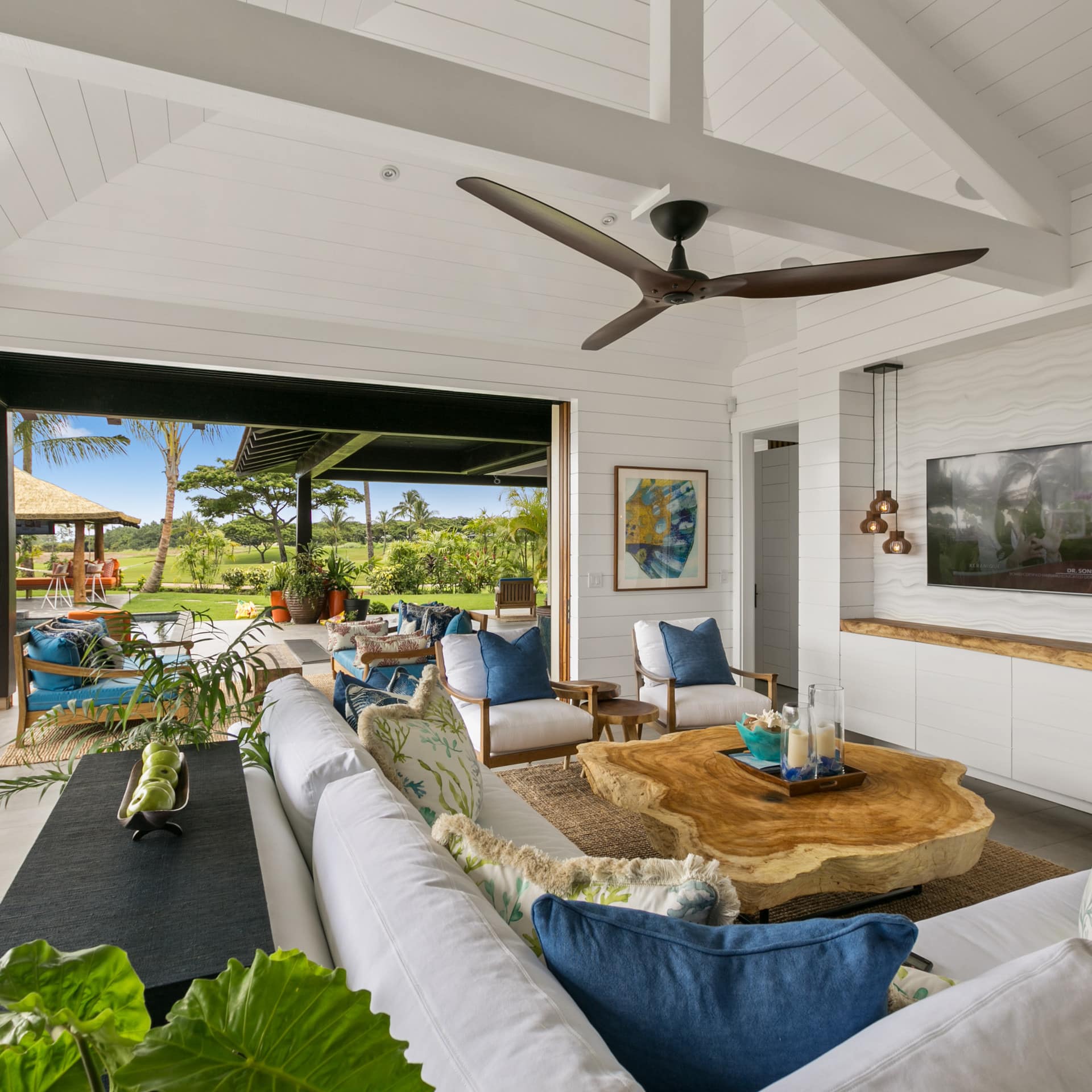 Luxury vacation rental home with tropical décor and pool in Kauai, Hawaii