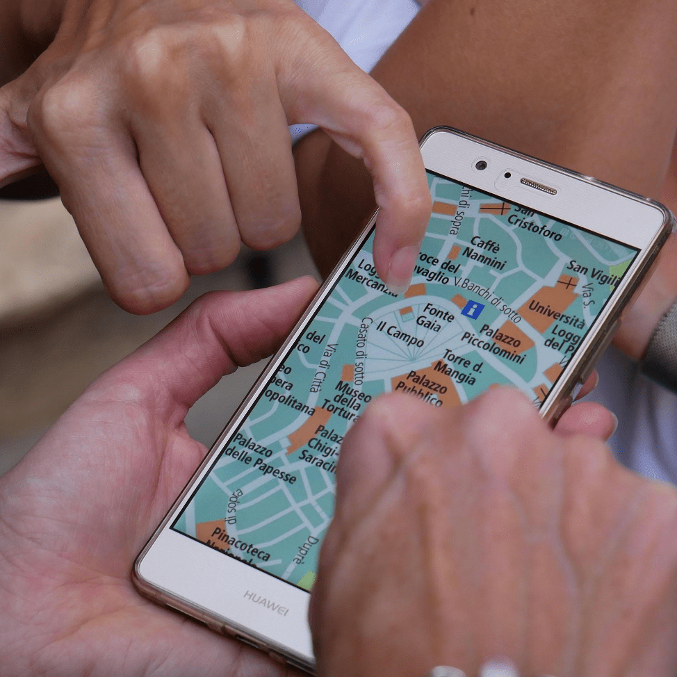 phone with map and hands