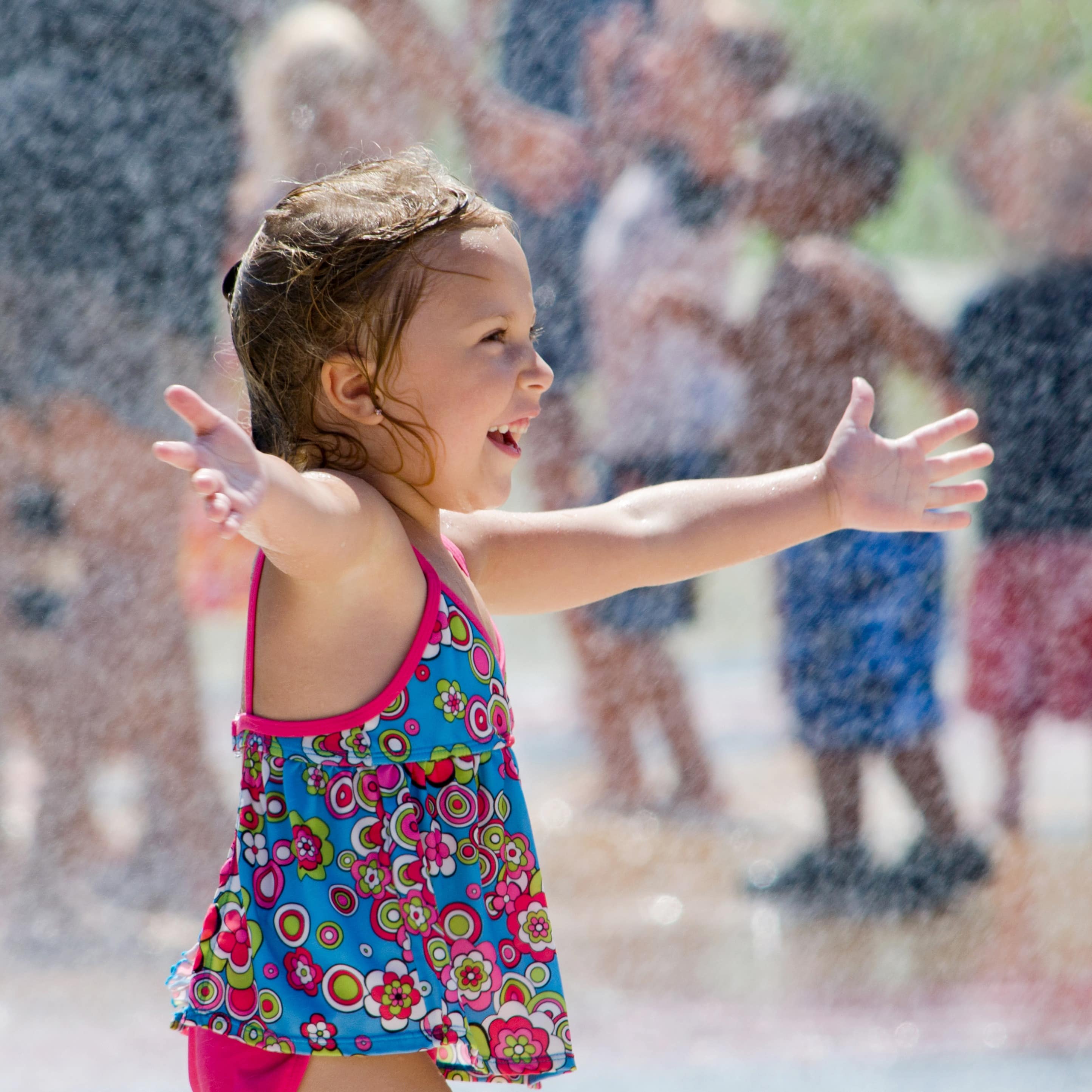 Children playing in a splash pad