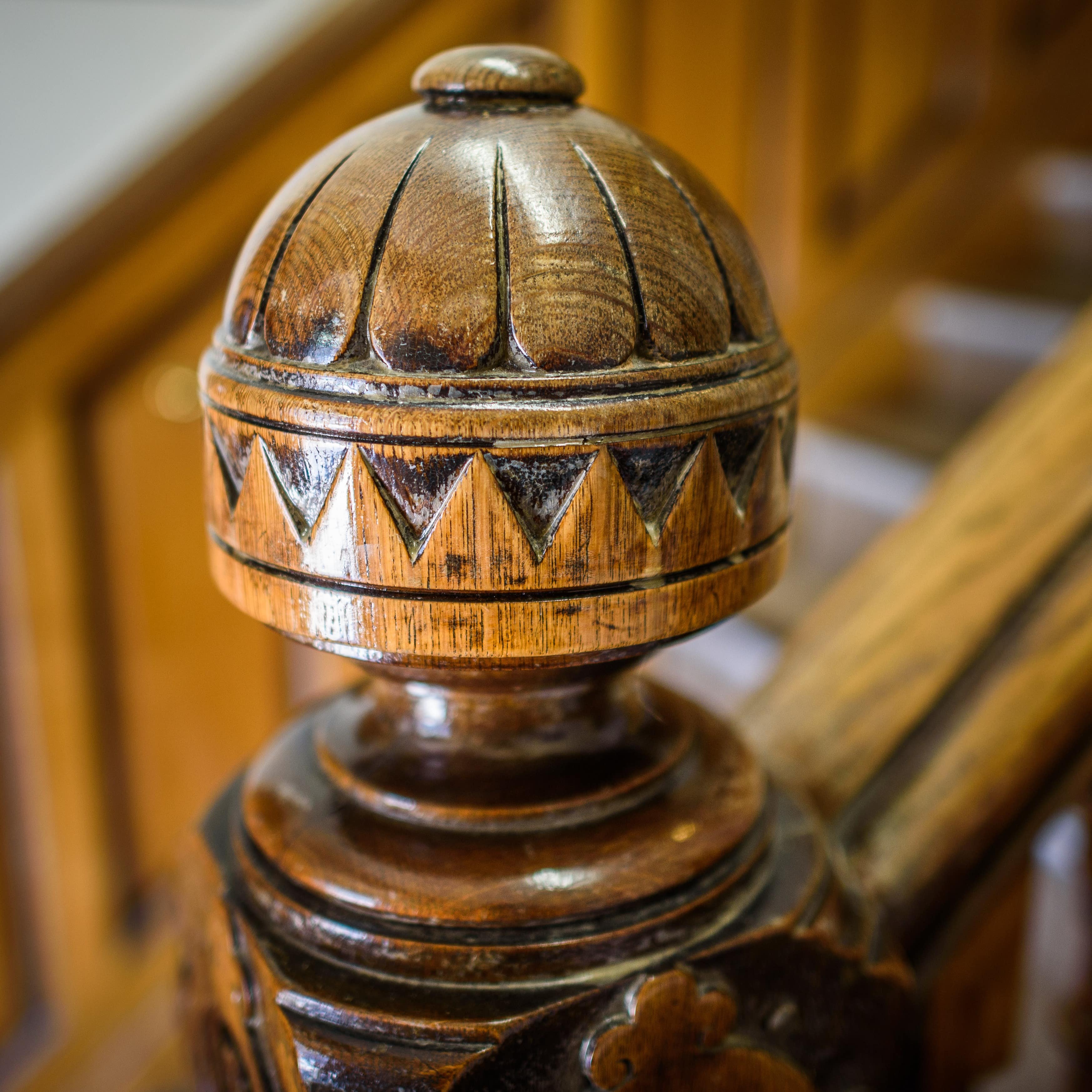 Knob of a Victorian wooden staircase
