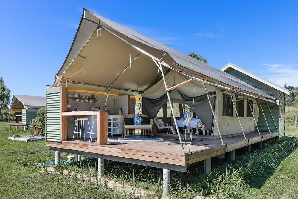 Glamping tents in Byron Bay, NSW, Australia
