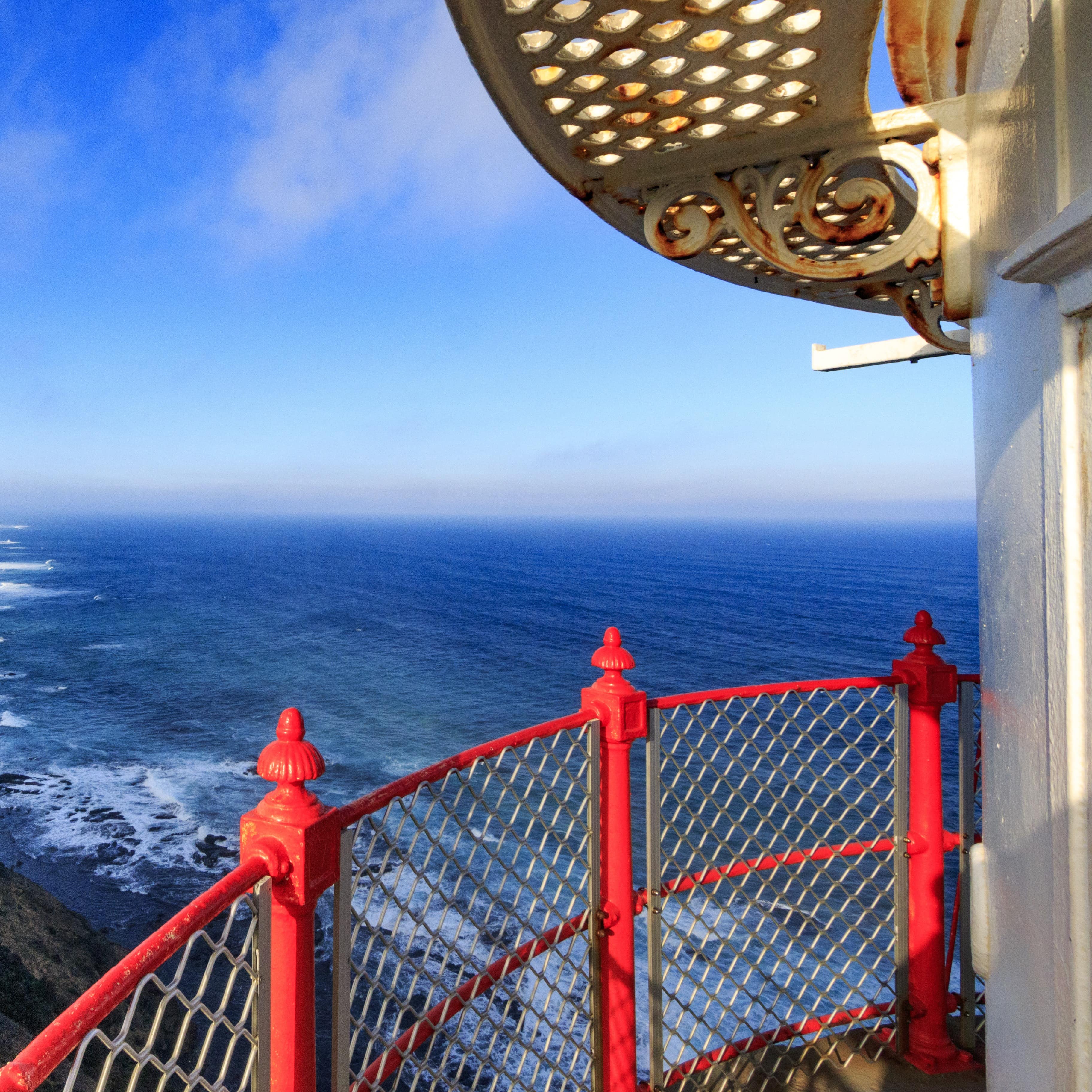 View from Cape Otway Lighthouse looking to see and cliffs